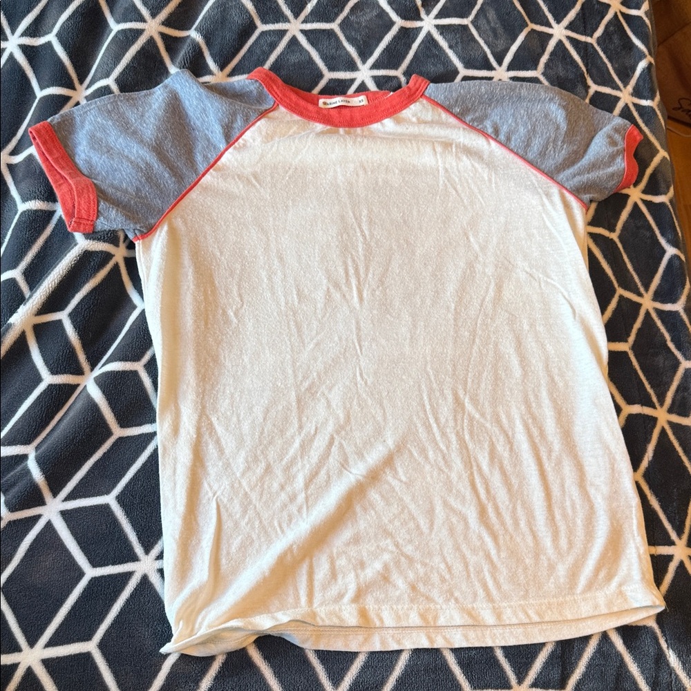 Marine Layer Kids Red and Gray Raglan Tee